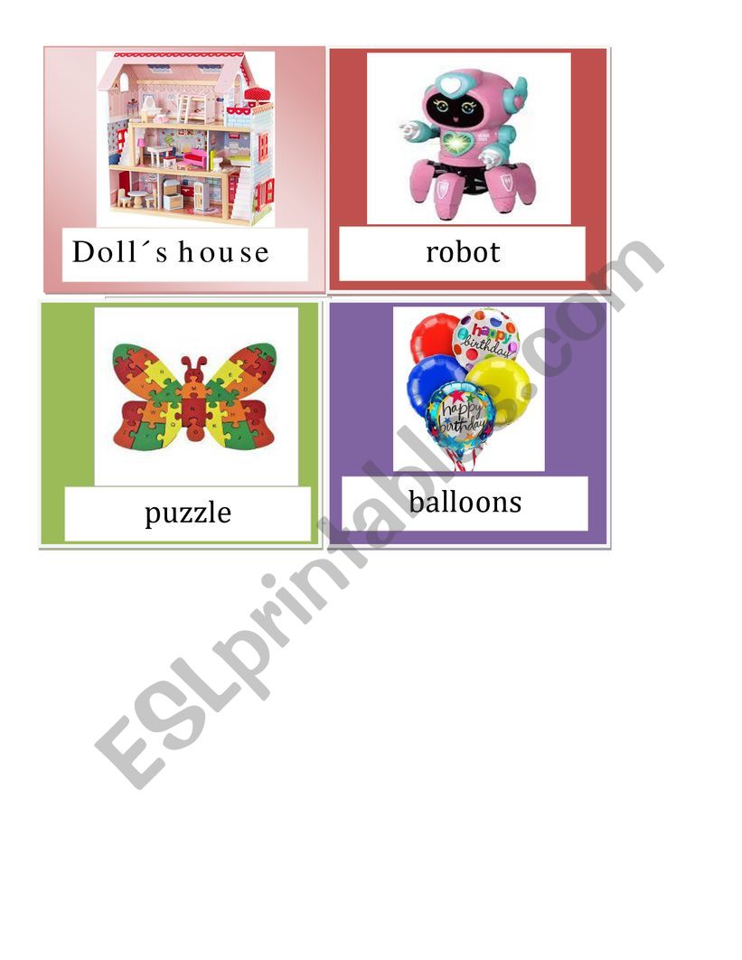 toys flashcards worksheet