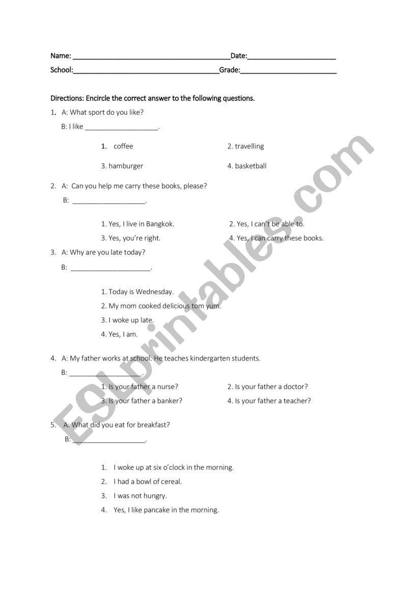 Vocabulary Exercise worksheet