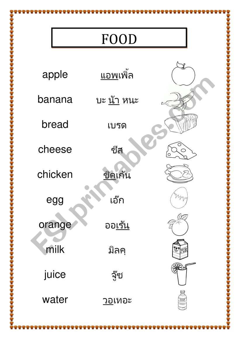 Food worksheet