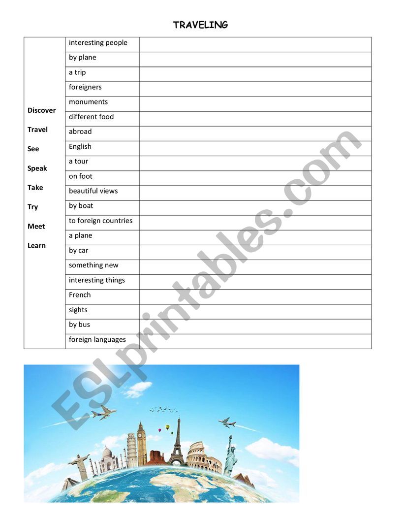 Traveling  worksheet