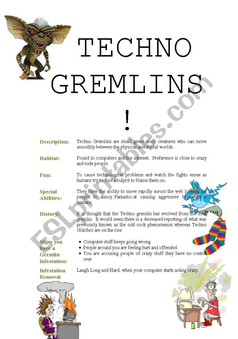 TECHNO GREMLINS worksheet