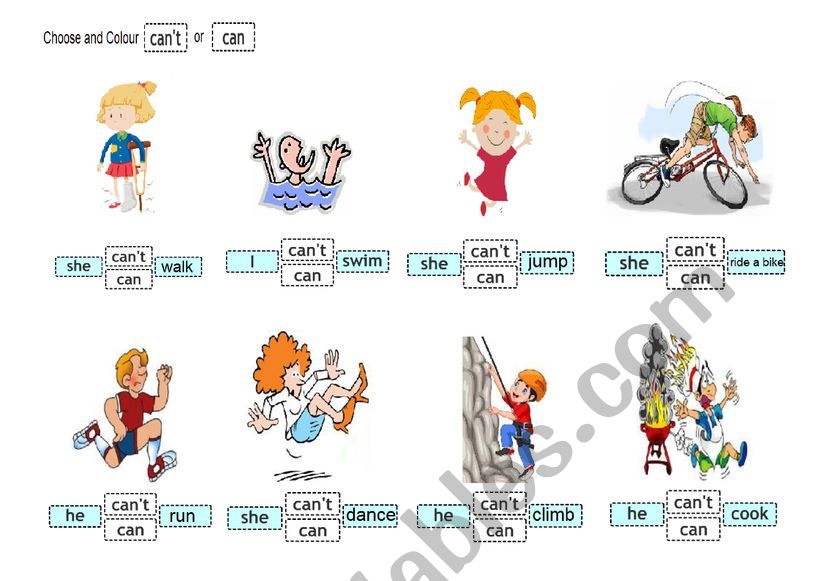 Can/Can�t worksheet