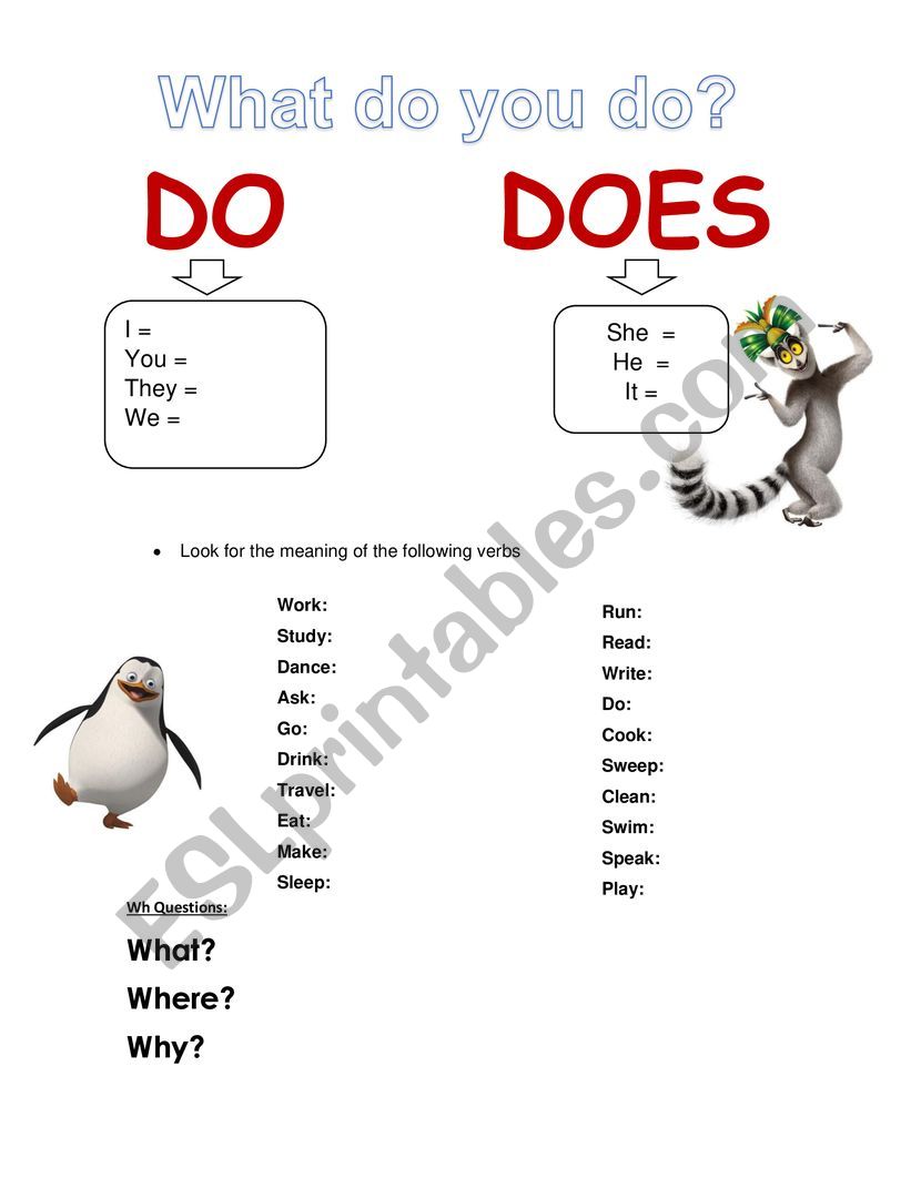 Do Does ESL Worksheet By Ruddydelgado