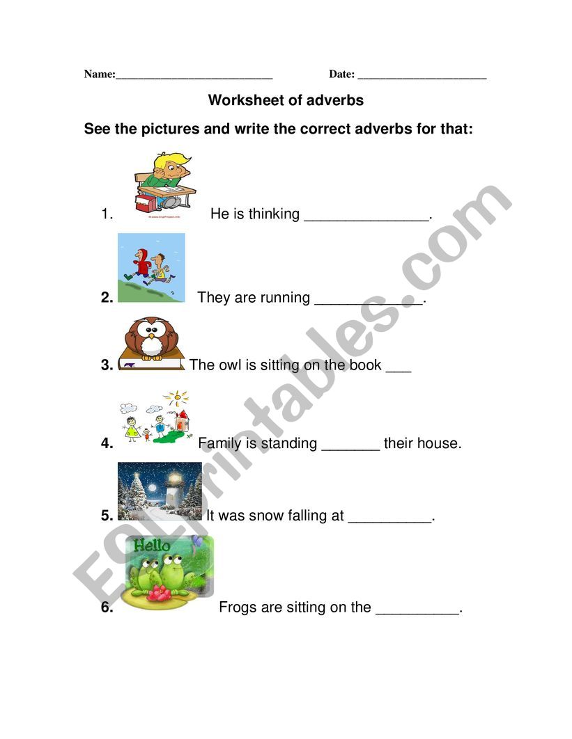 Adverbs worksheet