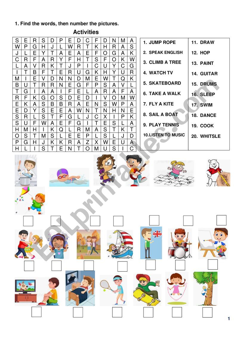 fun activities wordsearch worksheet