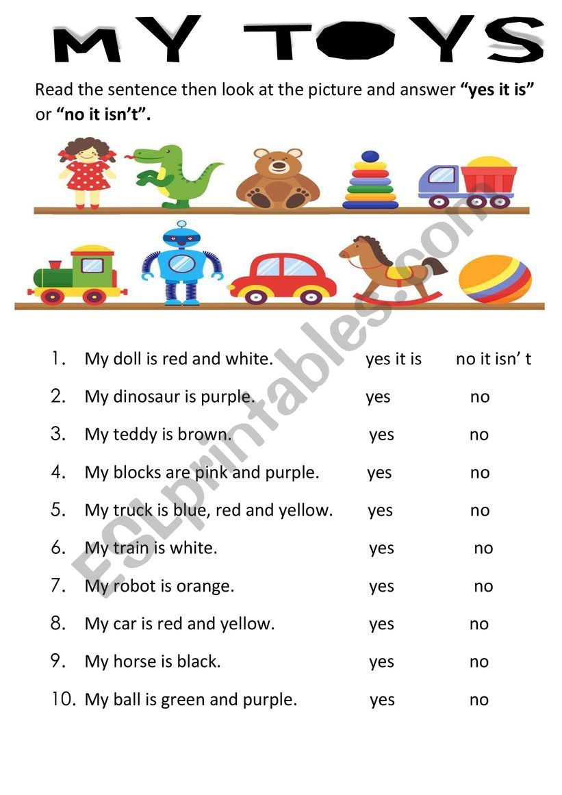 Toys worksheet