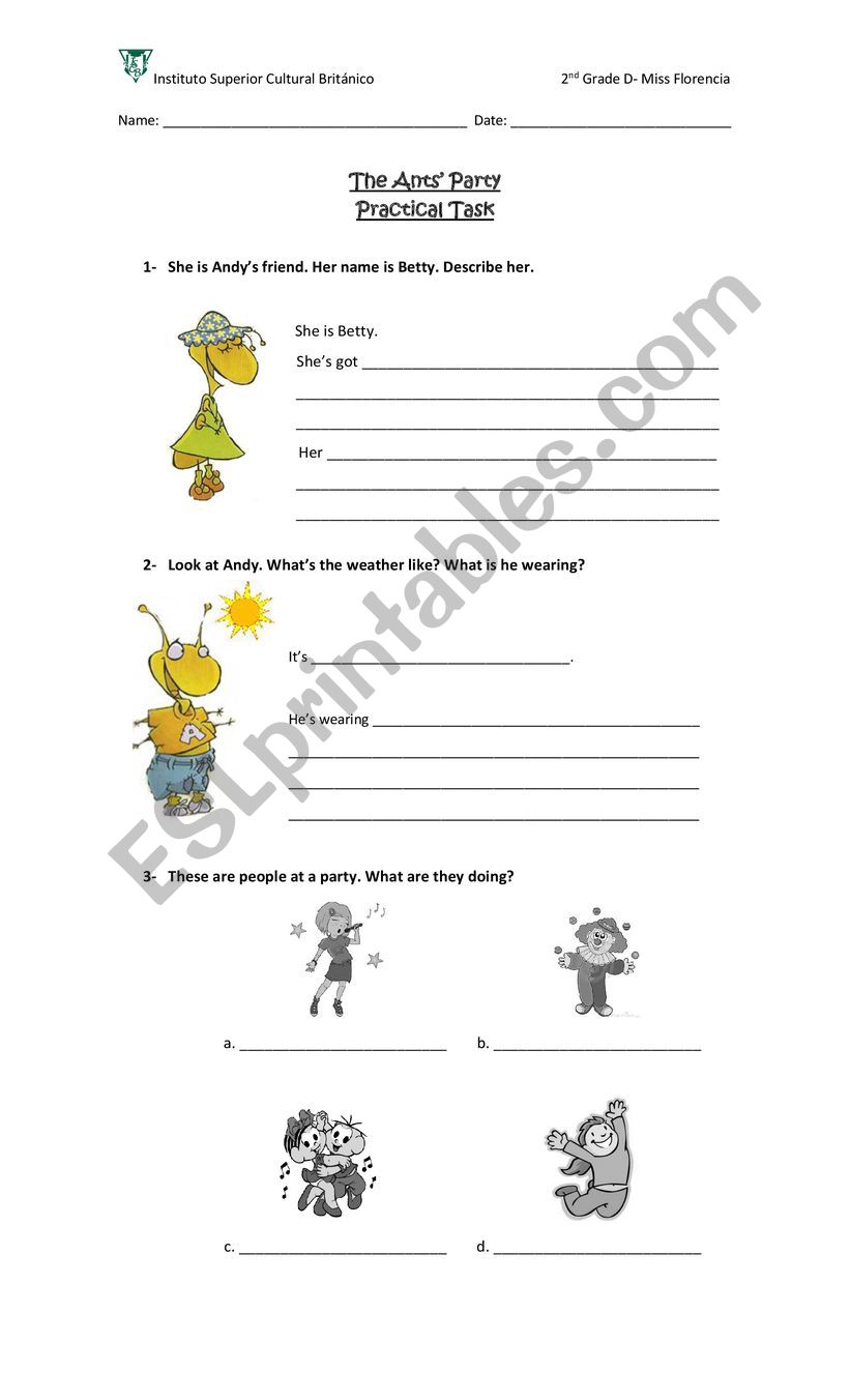 The Ants� Party  worksheet