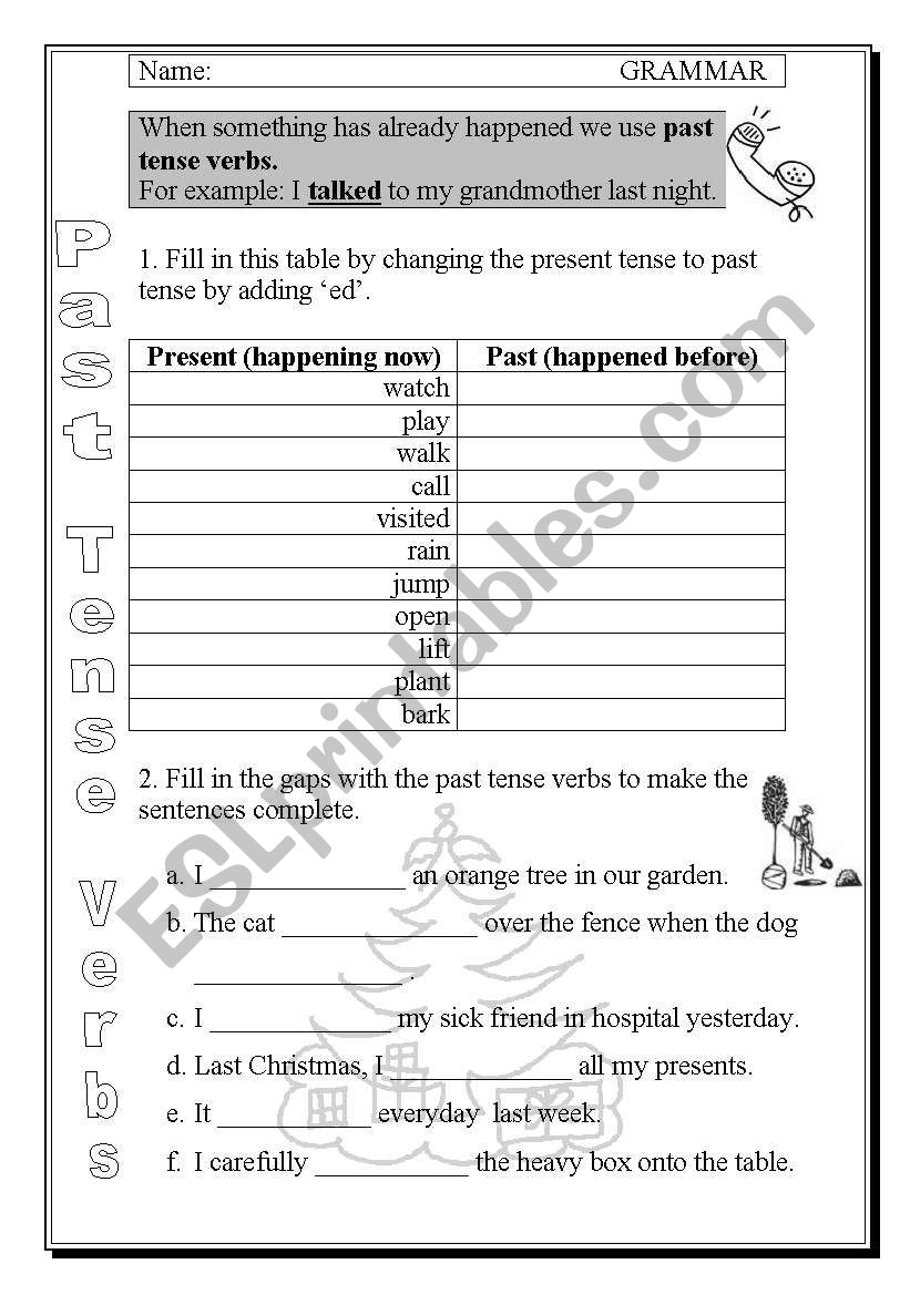 past tense verbs worksheet