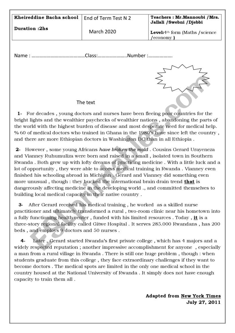 bac exam 2 worksheet