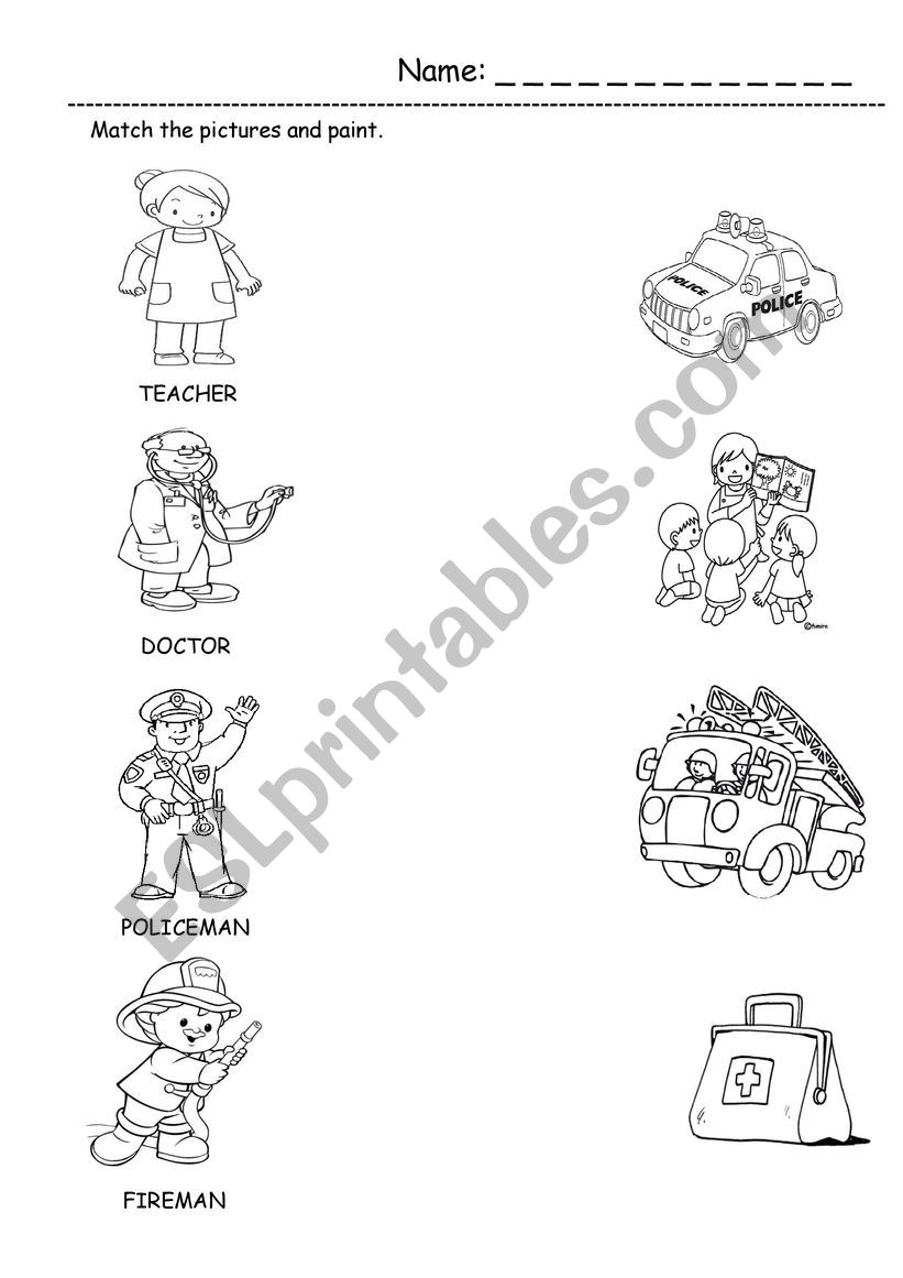 PROFESSIONS worksheet