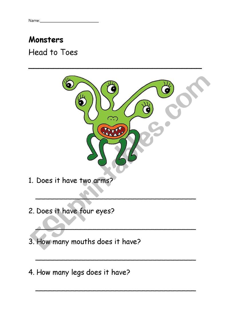 MONSTERS worksheet