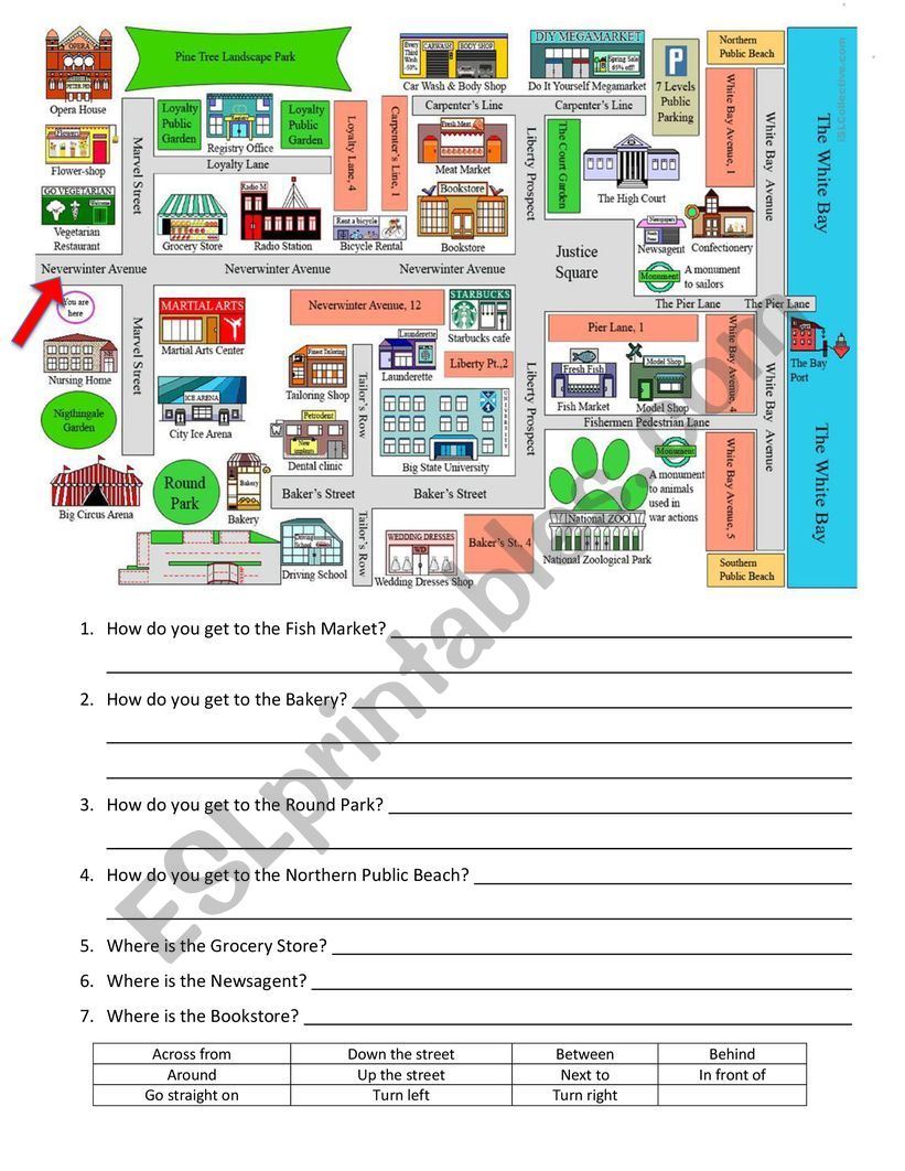 Giving Directions worksheet