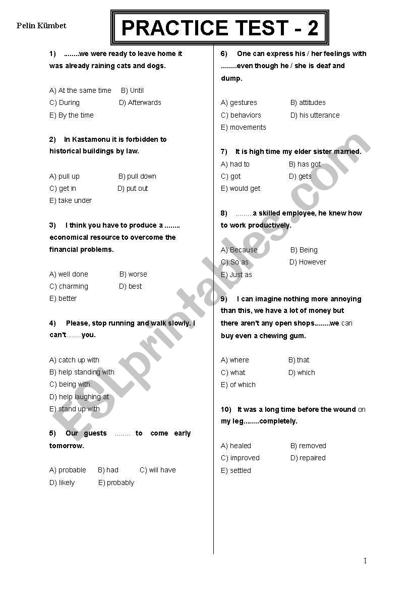 worksheet practice test worksheet