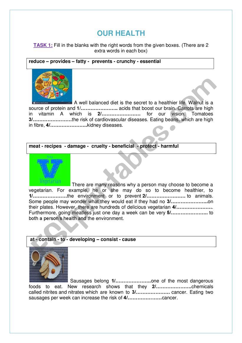 OUR HEALTH worksheet