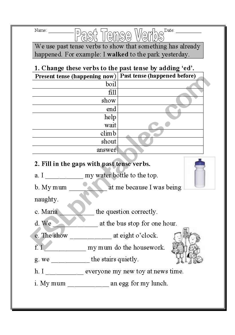 past tense verbs worksheet