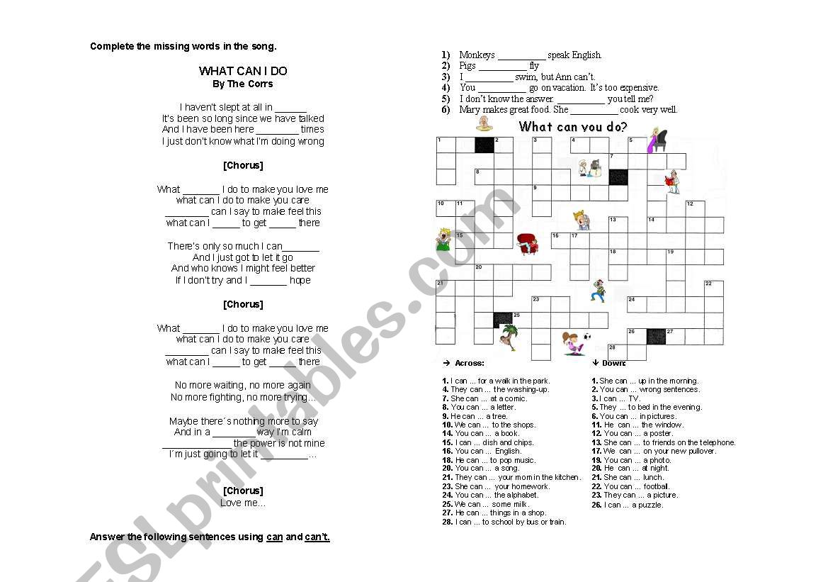 Modal - Can worksheet