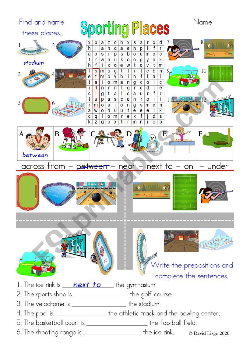 Sporting Places with Answer Key