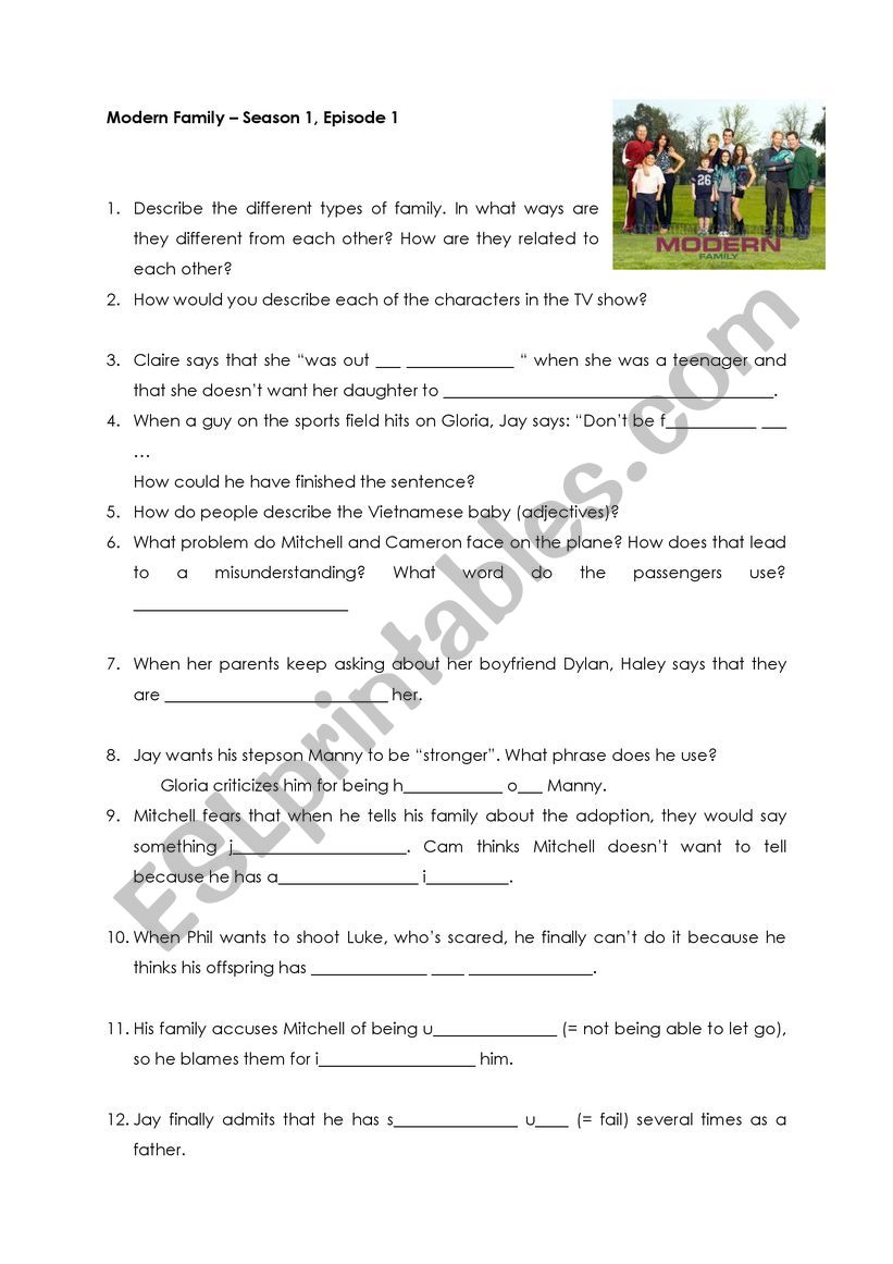 Modern Family - Vocabulary worksheet