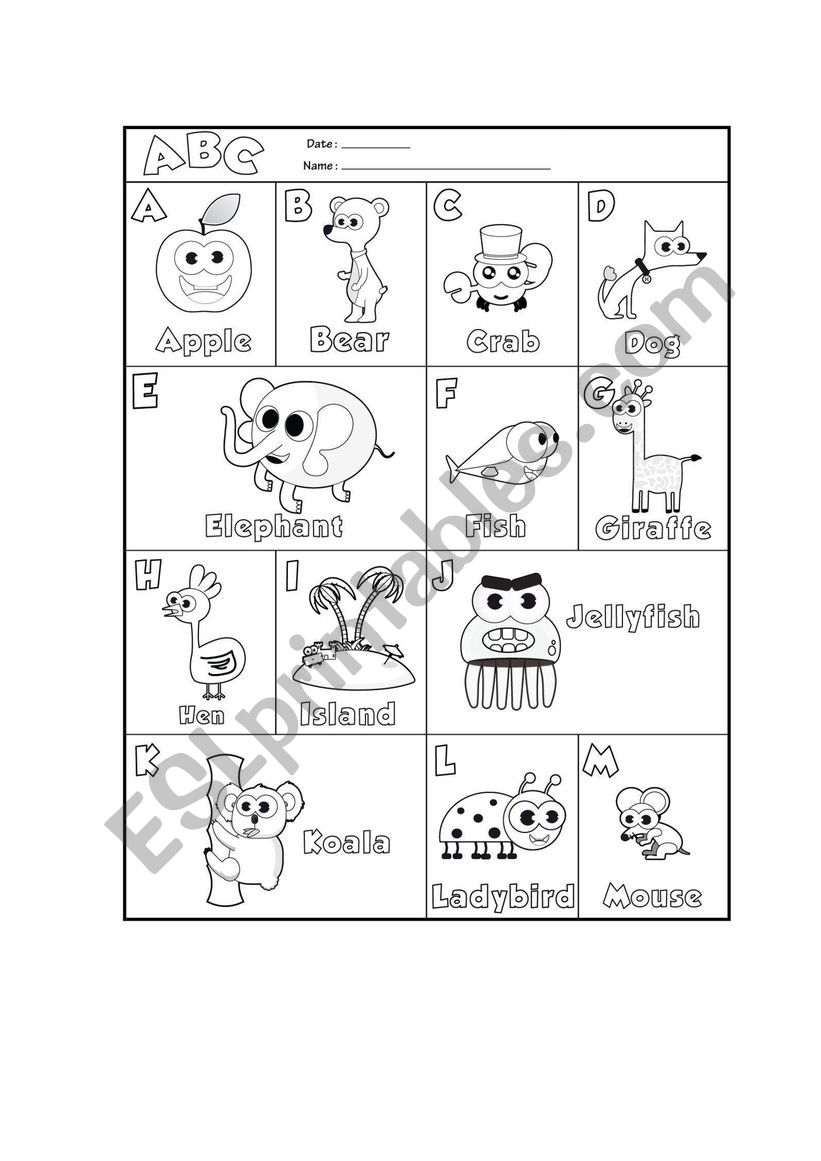 Paint letters in English worksheet