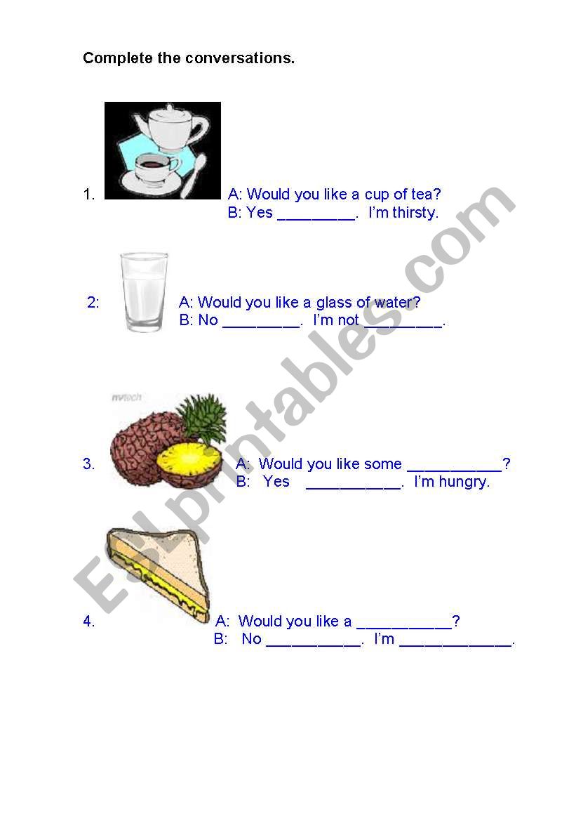 Would you like...? worksheet