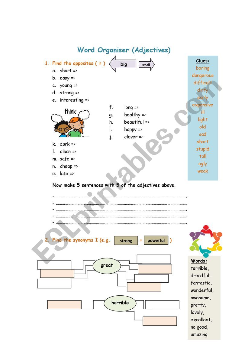 Adjectives _ Mind Map _ Worksheet