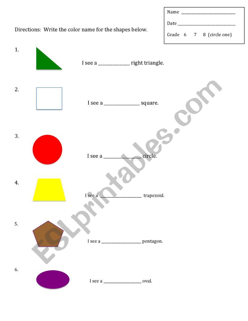 Colored Shape worksheet worksheet