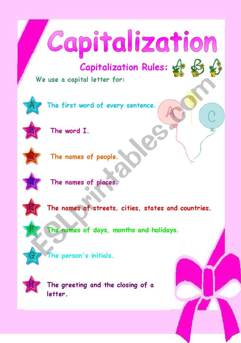 Capitalization worksheet