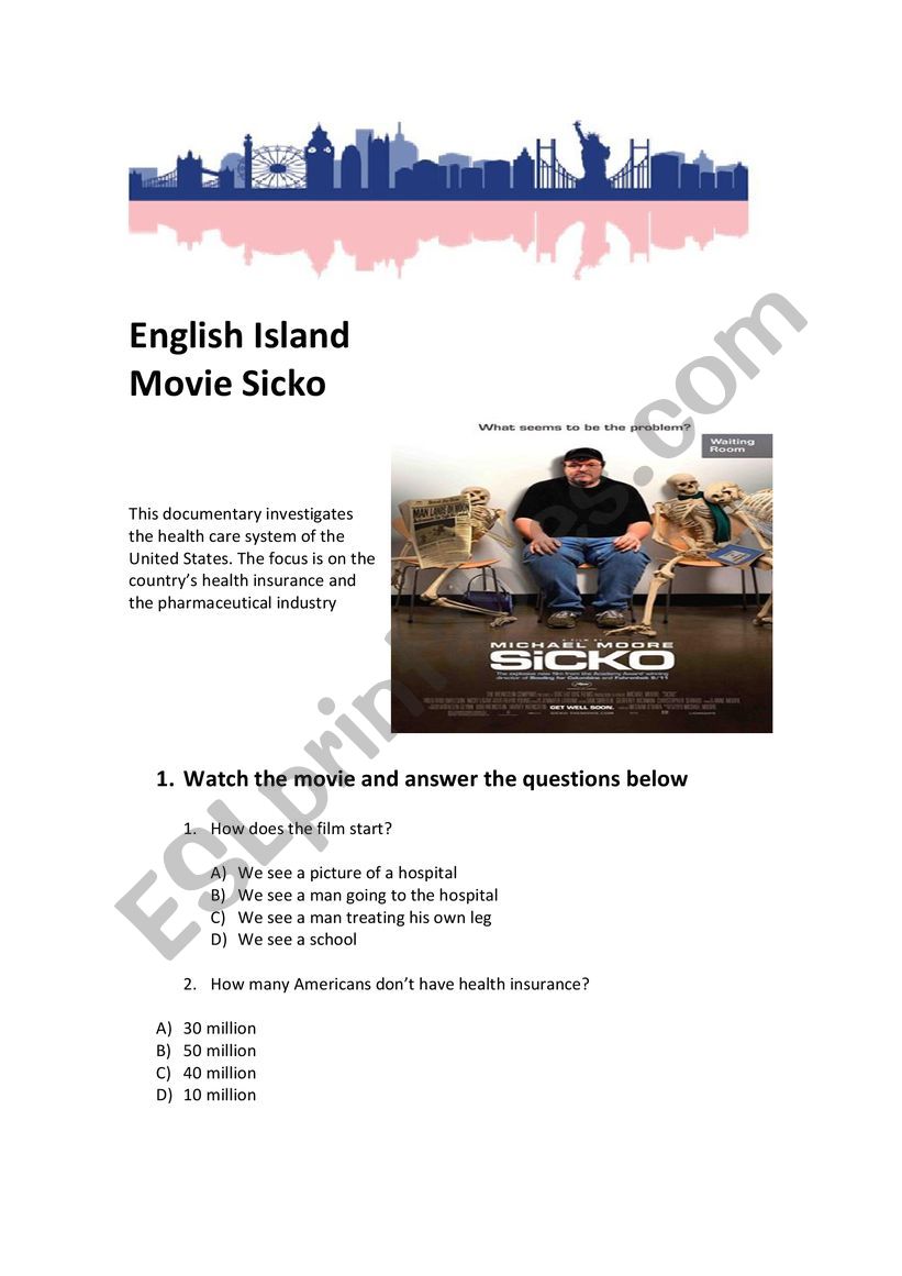 Listening Movie Sicko worksheet