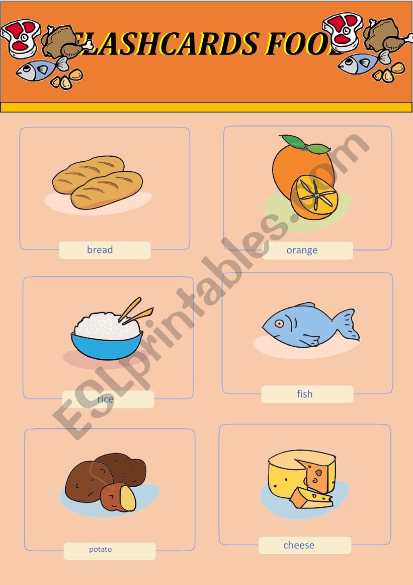 Flashcards about foods worksheet