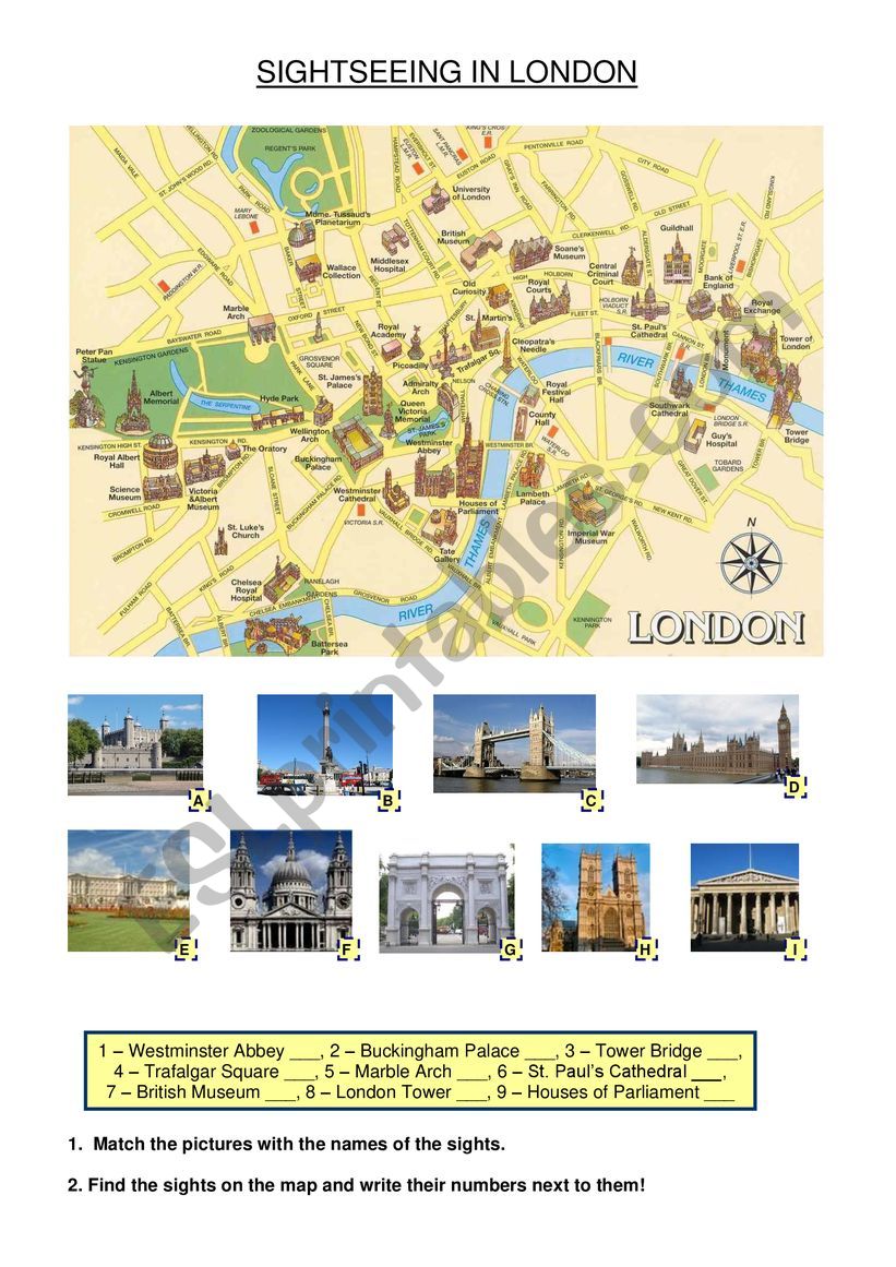 Sightseeing in London worksheet