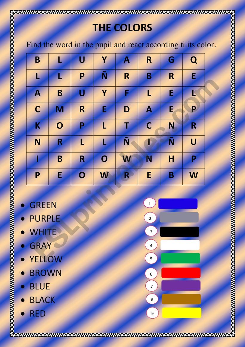 The colors worksheet