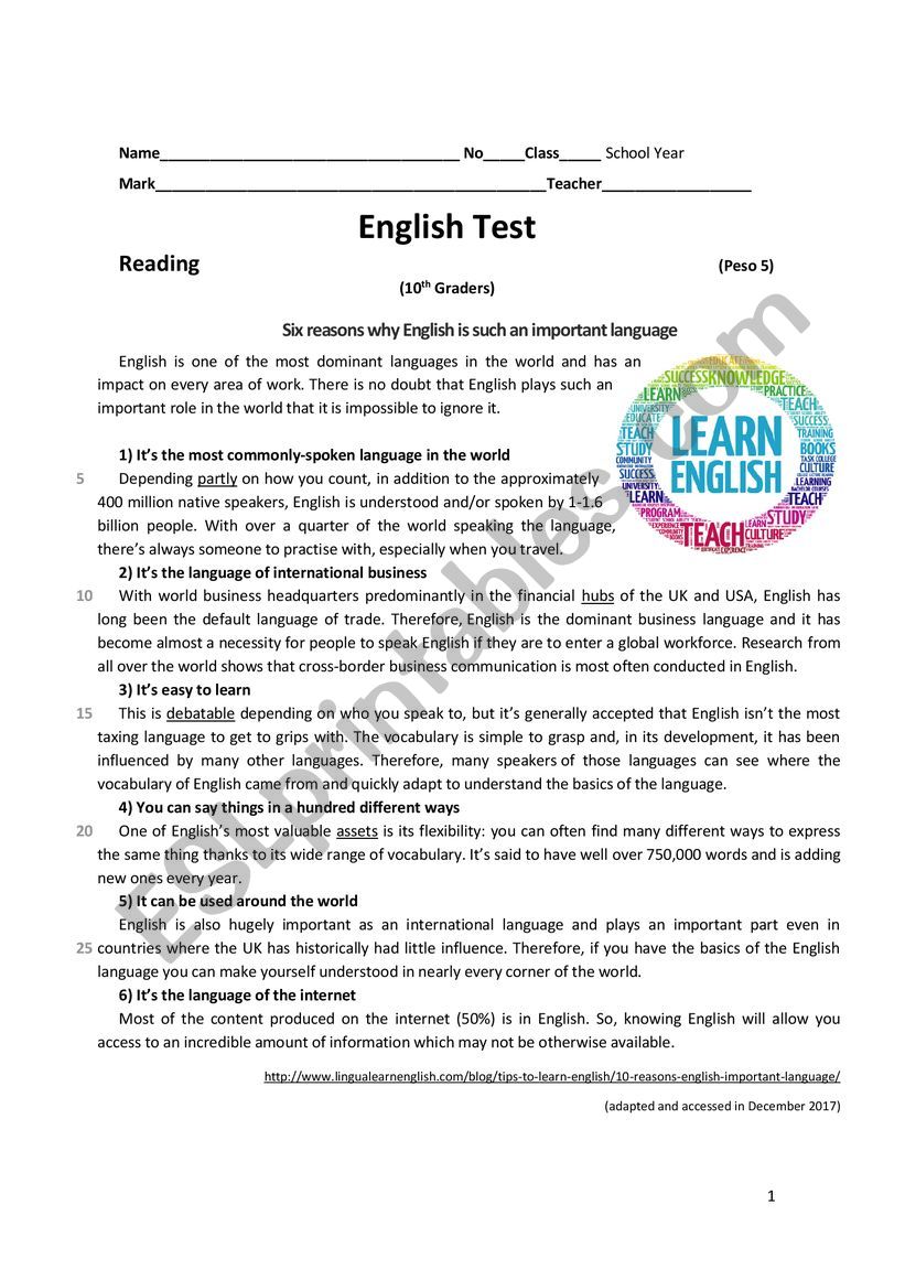 Importance of the English Language