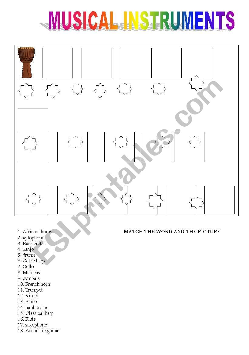 musical instruments worksheet