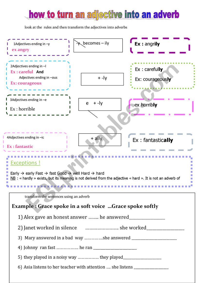 how to turn an adjective into an adverb 