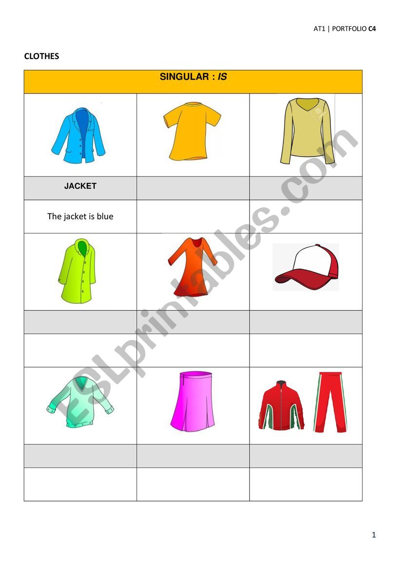 Clothes vocabulary worksheet