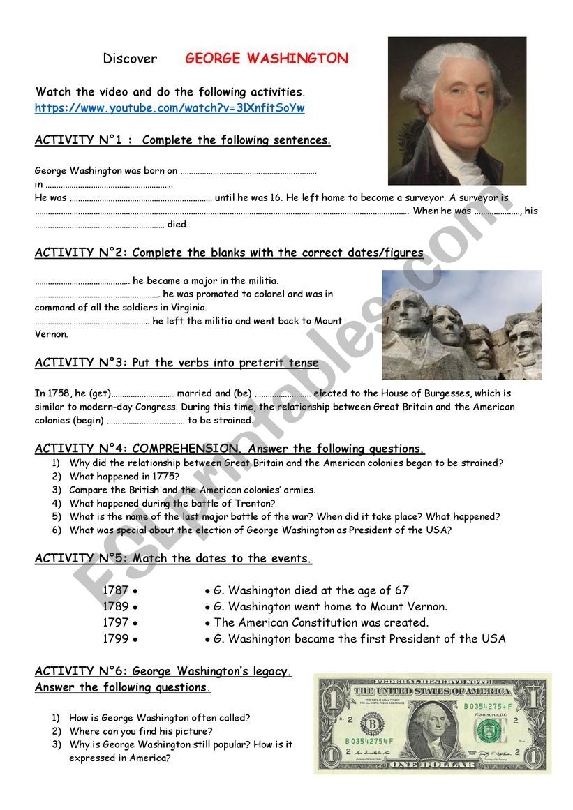 Who was George Washington? worksheet