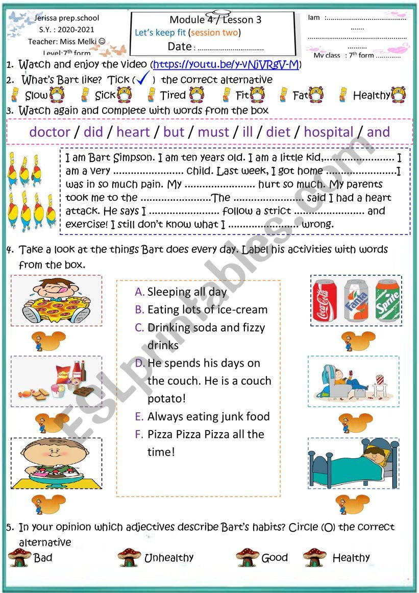 let�s keep fit worksheet