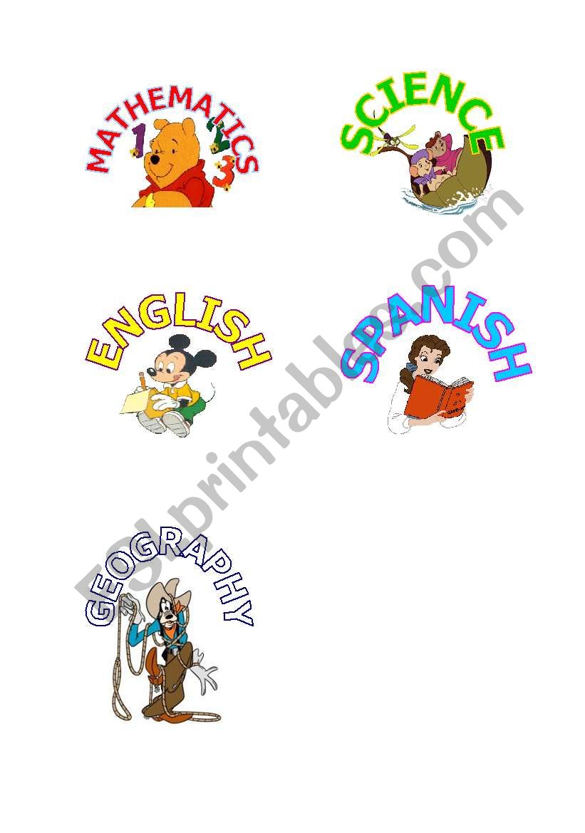 STICKERS. SUBJECTS. PART 1/2 worksheet
