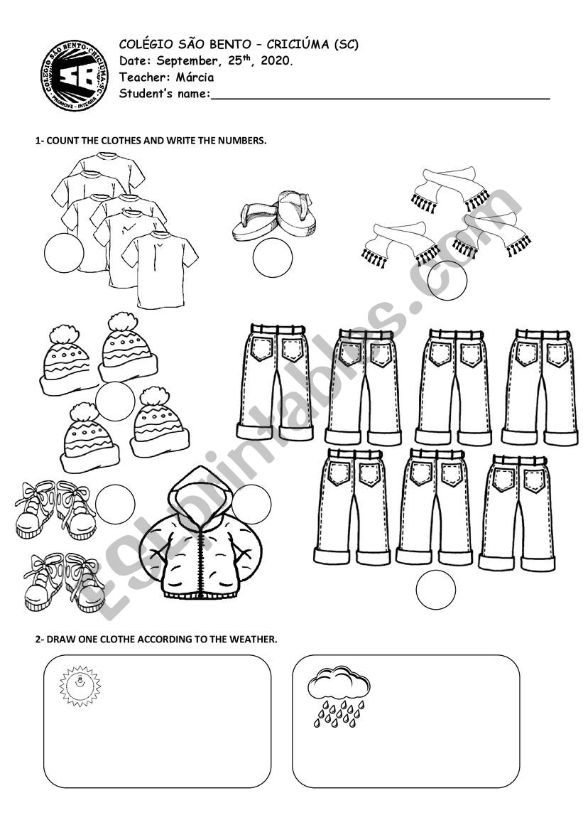 Clothes worksheet