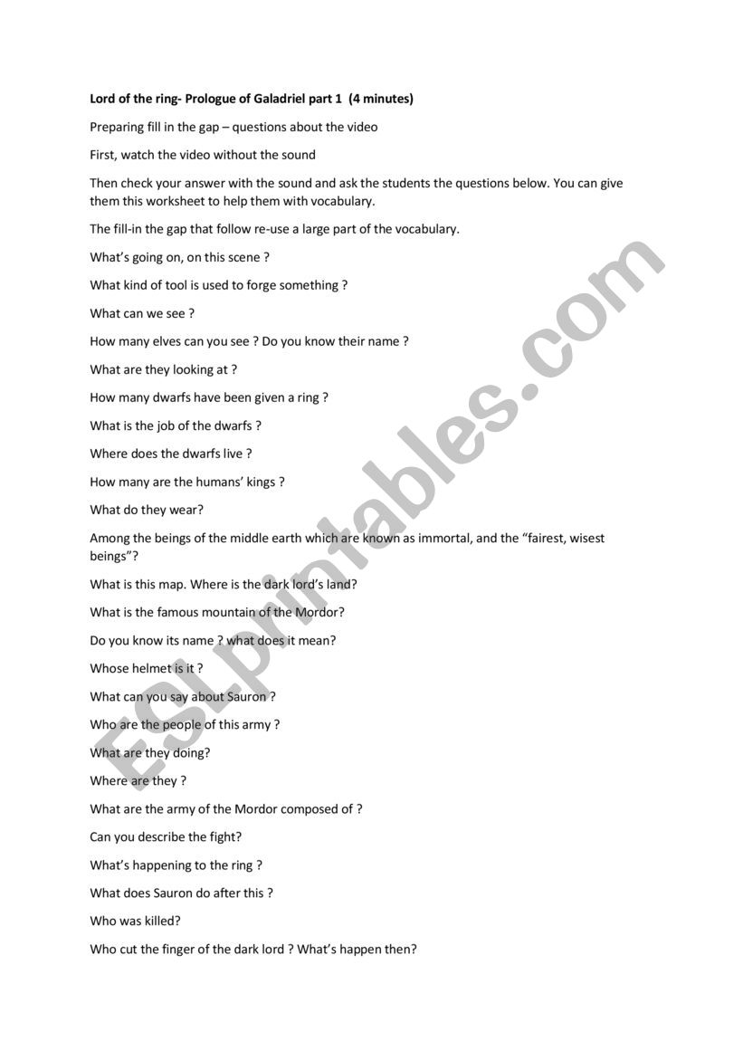 Lord of the ring- Prologue of Galadriel part 1  preparing the video
