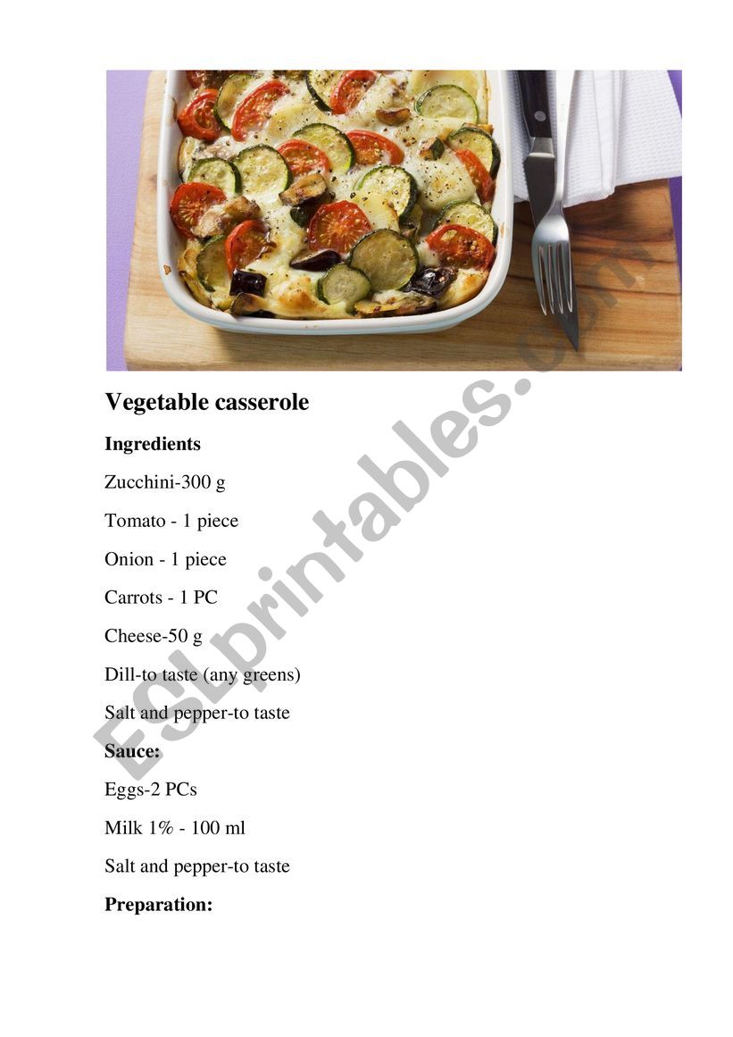 recipe worksheet