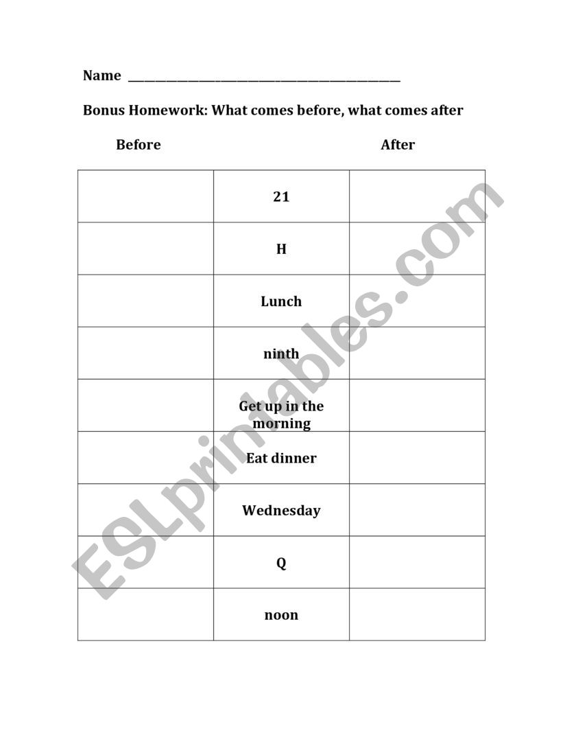 Real World Before and After Worksheet