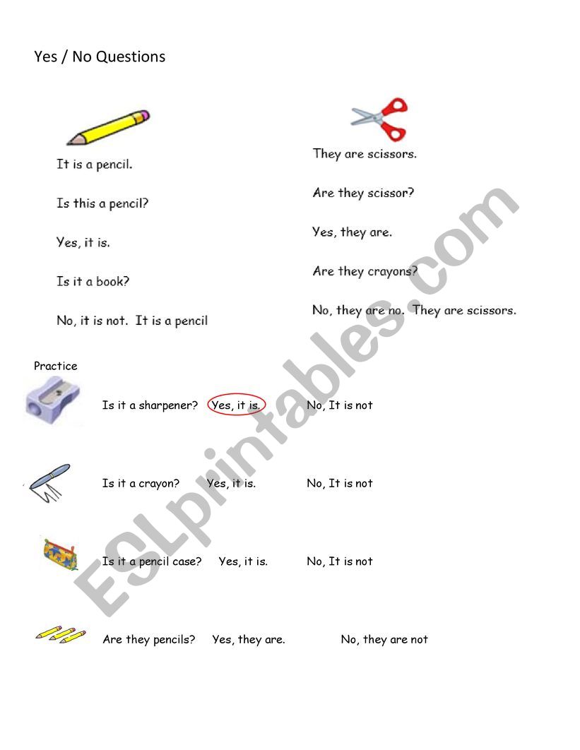 Yes No Questions  worksheet