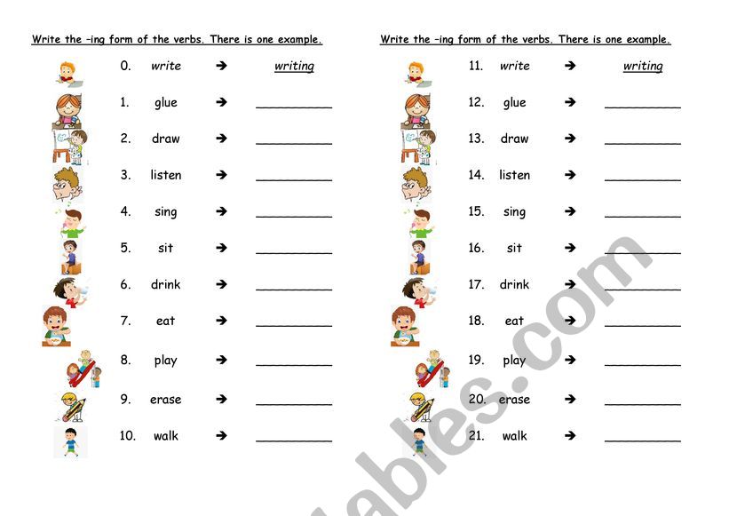 ING Verb Formation For Kids ESL Worksheet By Mstien english