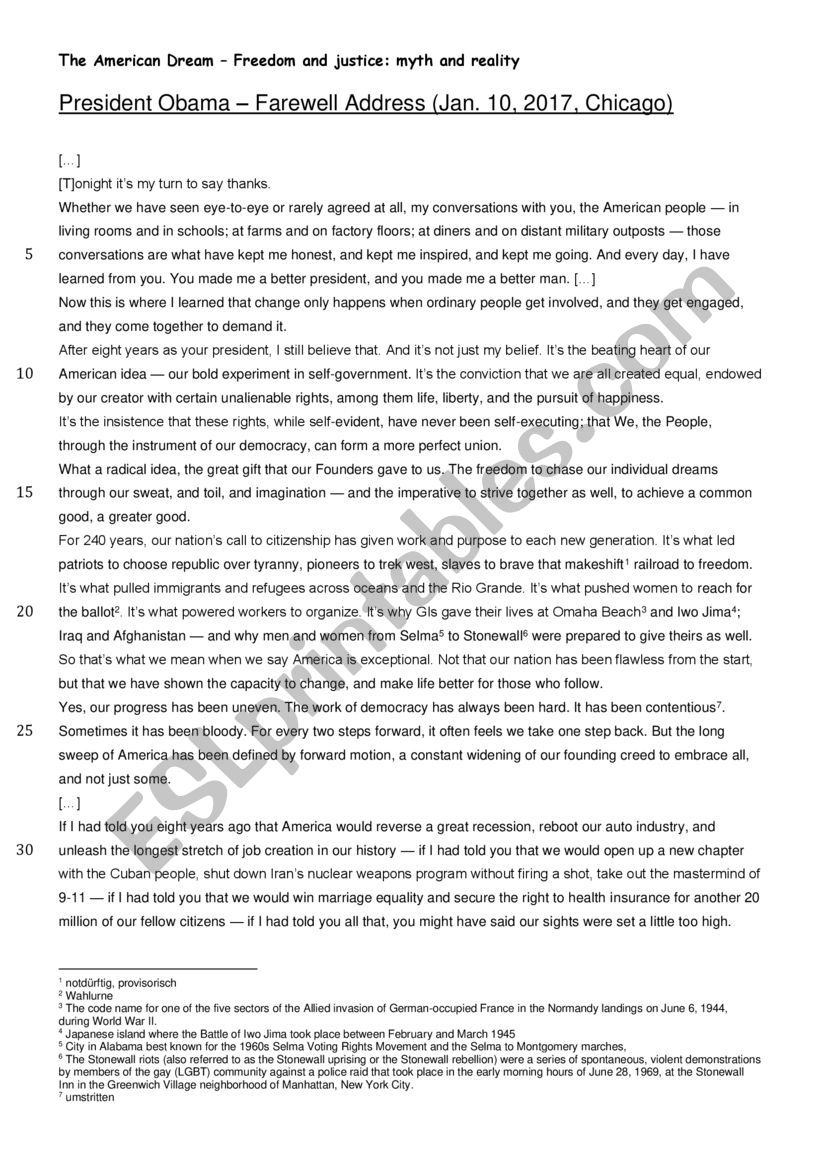 Analysing political speeches - Obama�s Farewell Address