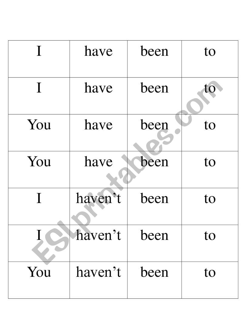 Unscramble sentences - present perfect game