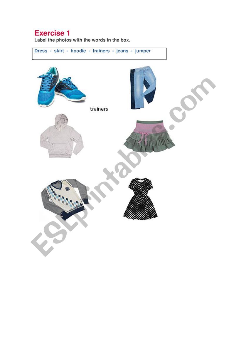 My things worksheet