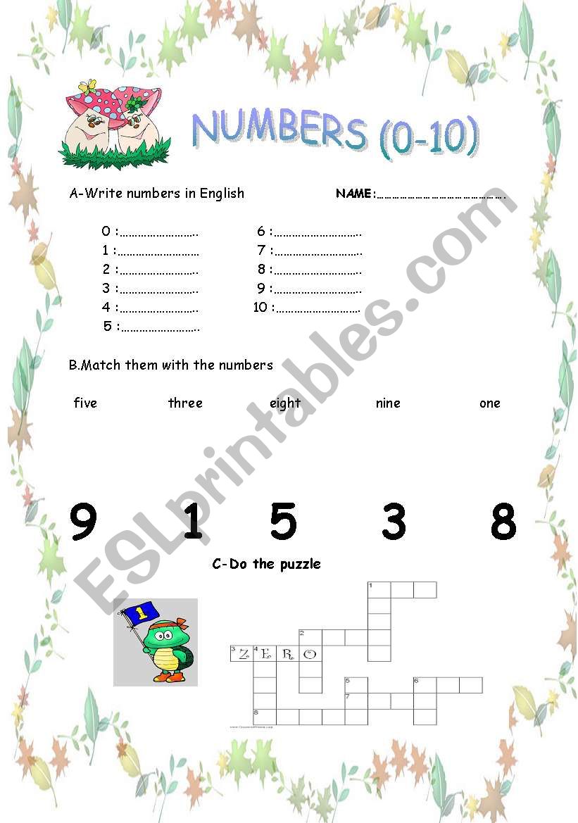 NUMBERS worksheet