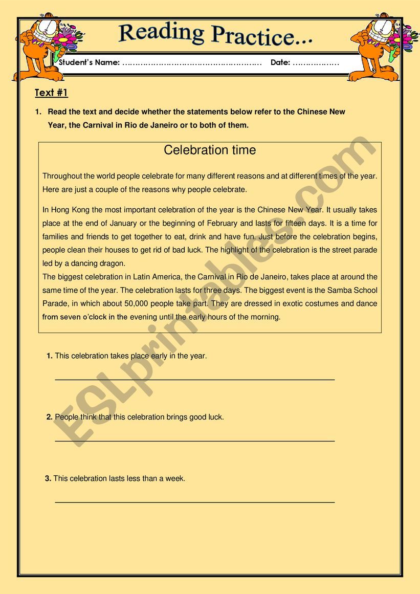 READING COMPREHENSION 3 worksheet