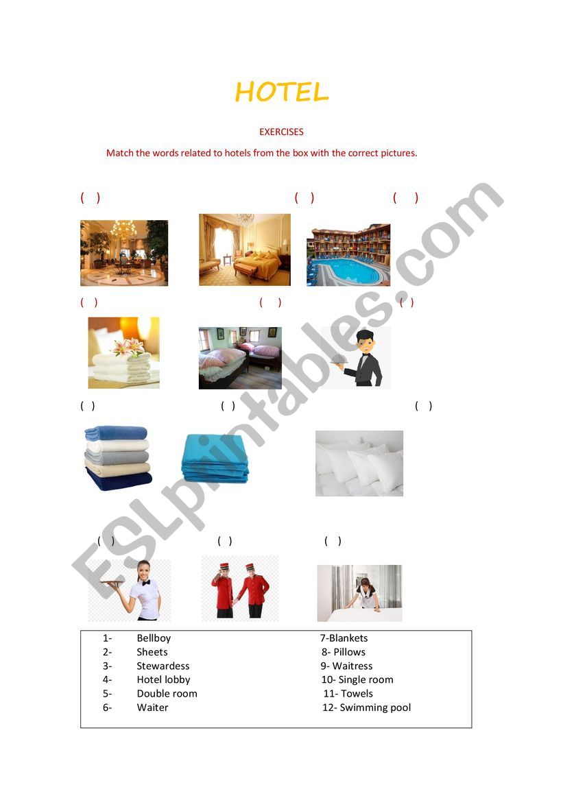 Hotel worksheet